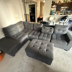 L-shape Sectional Couch With Ottoman 