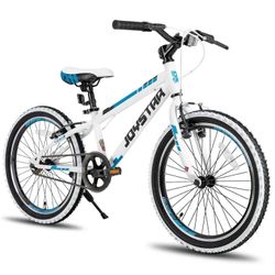 White/Blue 24 Inch Kids Bike for Boys & Girls Ages 7-12 Years Hardtail Mountain Bike for Kids with 1-Speed/7-Speed 