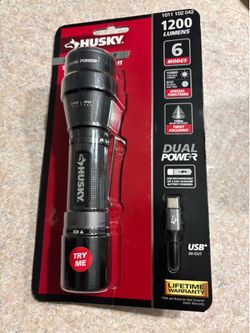 New! 1200 Lumens Dual Power LED Rechargeable Focusing Flashlight by Husky