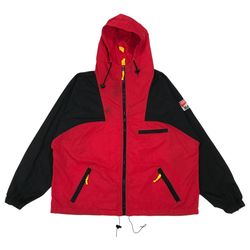Vintage Marlboro Windbreaker Jacket Mens Large L Red Hoodie Adventure Full Zip