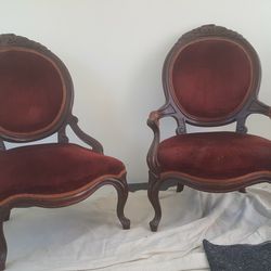 Vintage His and Hers Victorian Chairs 