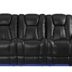 Leather Couch With Power And Led 