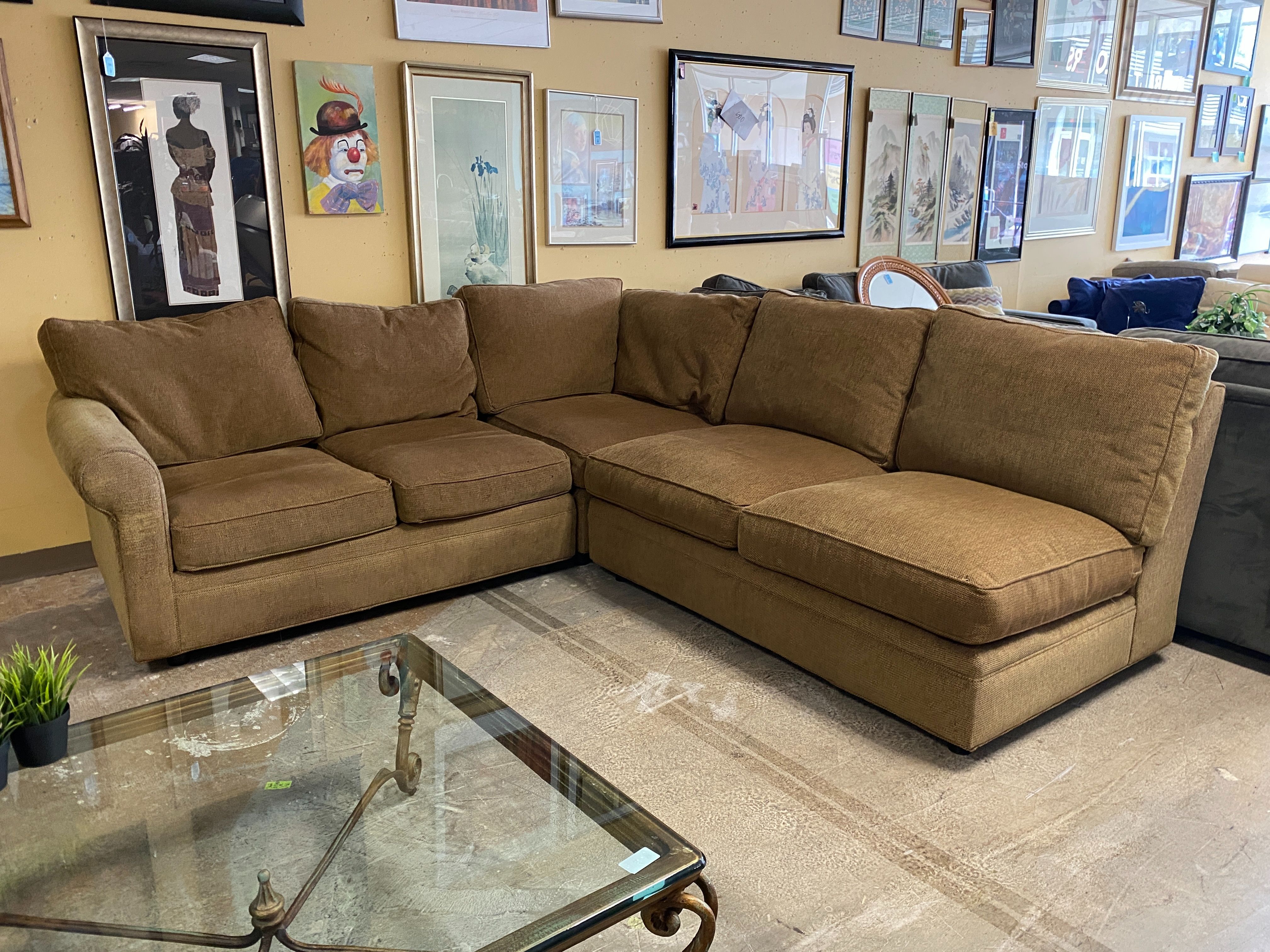 CRATE & BARREL Tan Microfiber L-Shape Sectional