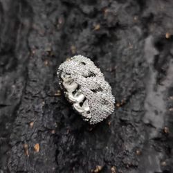 VVS Cuban Style 18k White Gold Ring 