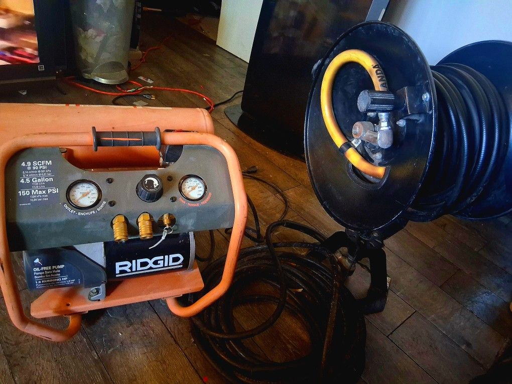 Ridgid Air Compressor With Hose +Reel