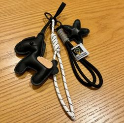 4 PCS Horse PU Leather Star Keychain Bag Hanging Charm Accessory Black