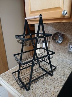 3 Tier Countertop Fruit Basket,Portable Fruit Bowle Basket