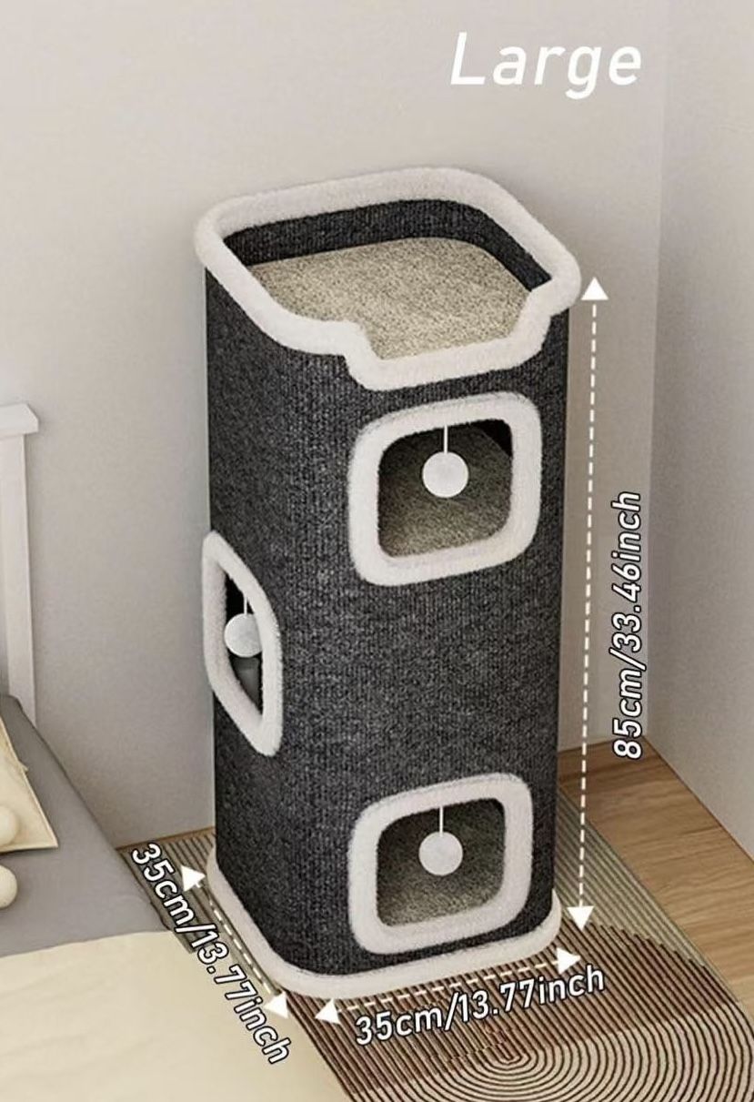 🥨Cat Villa Cat House,Cat House Soft and Durable Multi-Level Cat Villa Cozy Sisal Cat Tower with Scratching Post,Warm Condo Nest for Sleep,Rest Play I