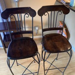 Wood And Metal Barstools