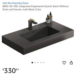 Brand new Klaczituj 30” Integrated Engineered Quartz Vanity Top with Seamless Basin.  * Matte black finish * Premium engineered quartz * Integrated si