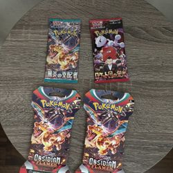 Obsidian Flames Sleeved Packs, Obsidian Flames Japanese Pack, Glory Of Team Rocket Japanese Pack 