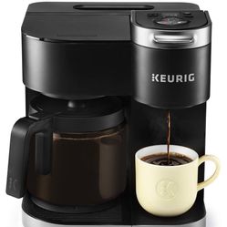 Keurig K-Duo - Cafetera por goteo, una sola taza y jarra de 12 tazas, compatible con cápsulas K-Cup y café molido, negro