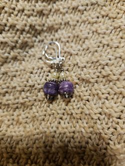 Handmade Purple Bead Earings 