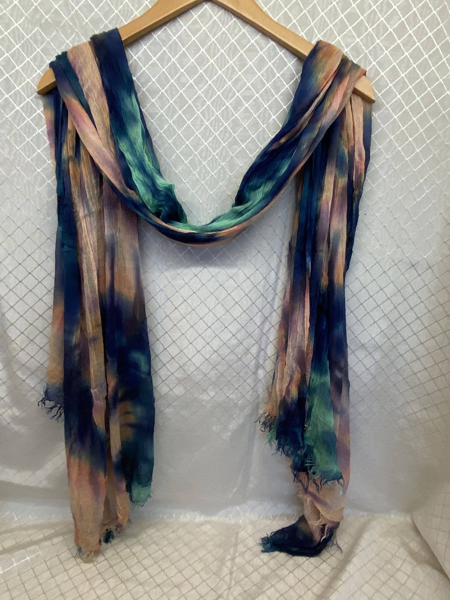 BRIGHTLY TWISTED One Size Lightweight Tie Dye Fringe Scarf