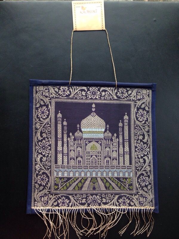 Indian brocade silk Taj Mahal Wall Hanging - handmade