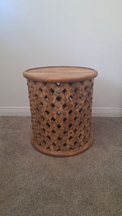 World Market Wood Lattice Side Table