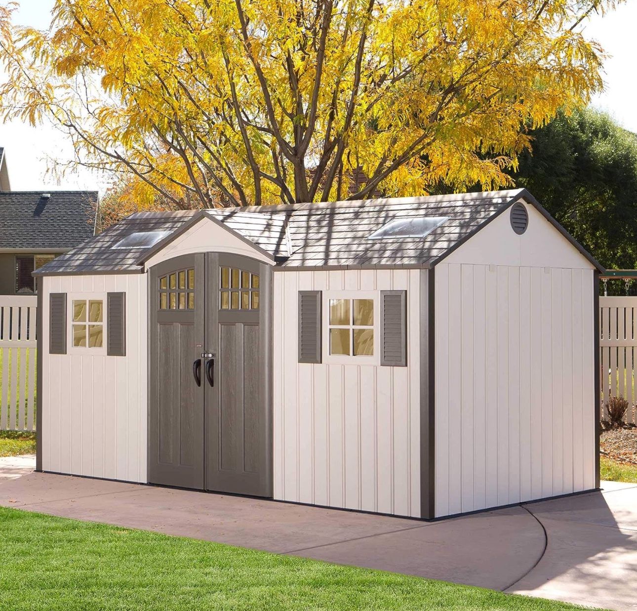 Lifetime 60138 Outdoor Storage Shed, Desert Sand, 15 x 8 Feet