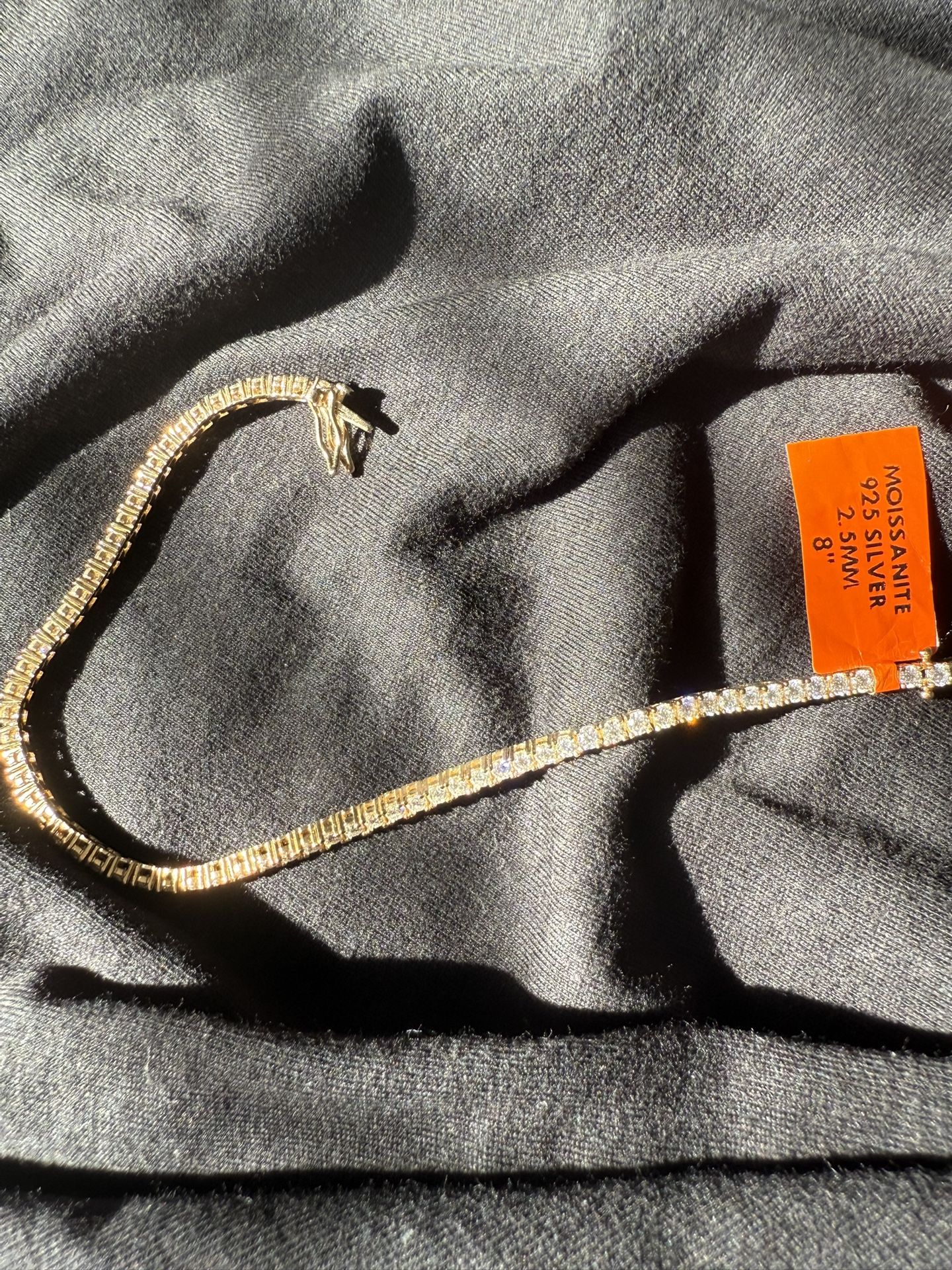 Real Masonite Tennis Bracelet With Silver Plated With Gold