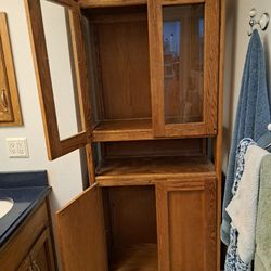 Solid Oak Cabinet With Adjustable Shelves 