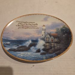 Thomas Kinkade Small Oval Plate Collectible Home Decor Decoration Beacon Of Hope