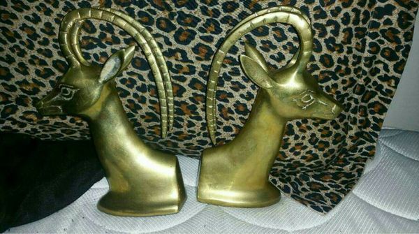 Heavy brass gazelle bookends