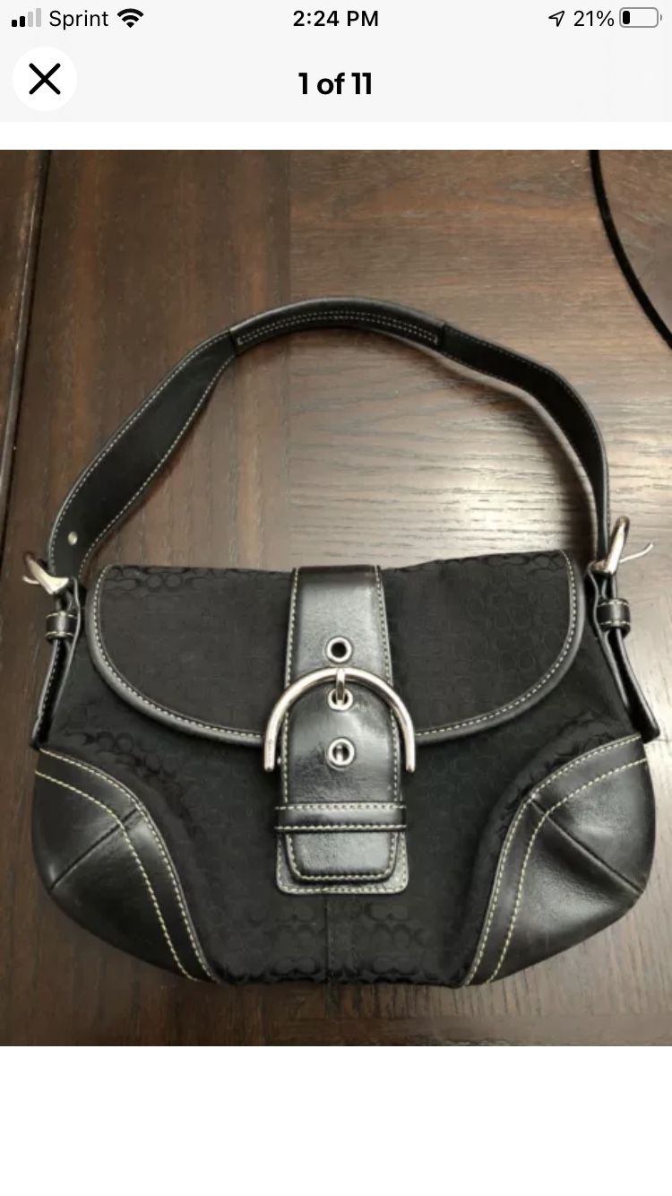 Coach Signature Branded Hobo 6818 Authentic Bag Purse Black Silver Hardware CUTE