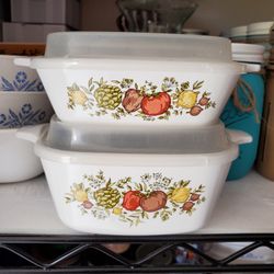 Vintage Spice Of Life Corning Ware Casserole Dishes W Lids