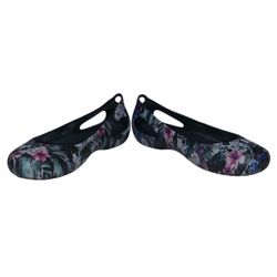 Crocs Black Tropical Floral Kadee Graphic Flat Slingback Slip-On Ballet Shoes