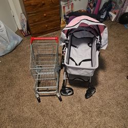 Baby Doll Pram And Kids Shopping Cart