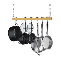 NIB Mounted Wooden Pot Rack, Kitchen Storage