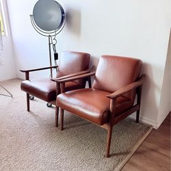 West Elm 2 Leather chairs
