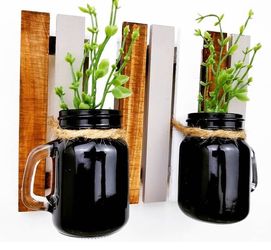 Black glass mugs rustic yet elegant look w greens