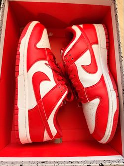 Nike Dunk Low Men’s Low Top Lace-Up Sneakers Red/White Colorblock Pre-Owned Sz11