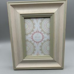 Brand New, Beautiful Picture Frame.  Cream And Soft Green Color.  Hold 4” x 6”.