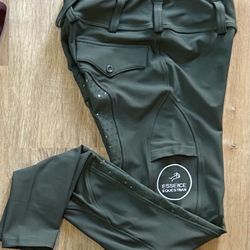 *XL* Forest Green Full-Seat Riding Leggings Breeches With Cell-Phone Pocket