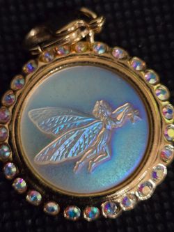 Vintage Signed Kirk's Folly Three D Hologram Fairy Charm Pendant