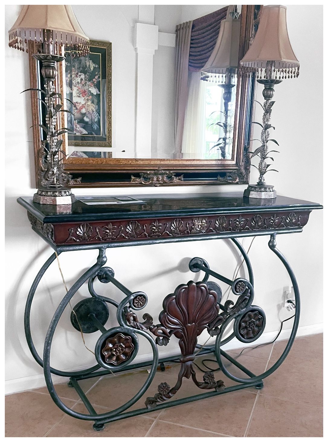 Marble And Metal Entry Table