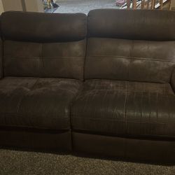 Brown Couched And A Slightly Damaged Recliner 