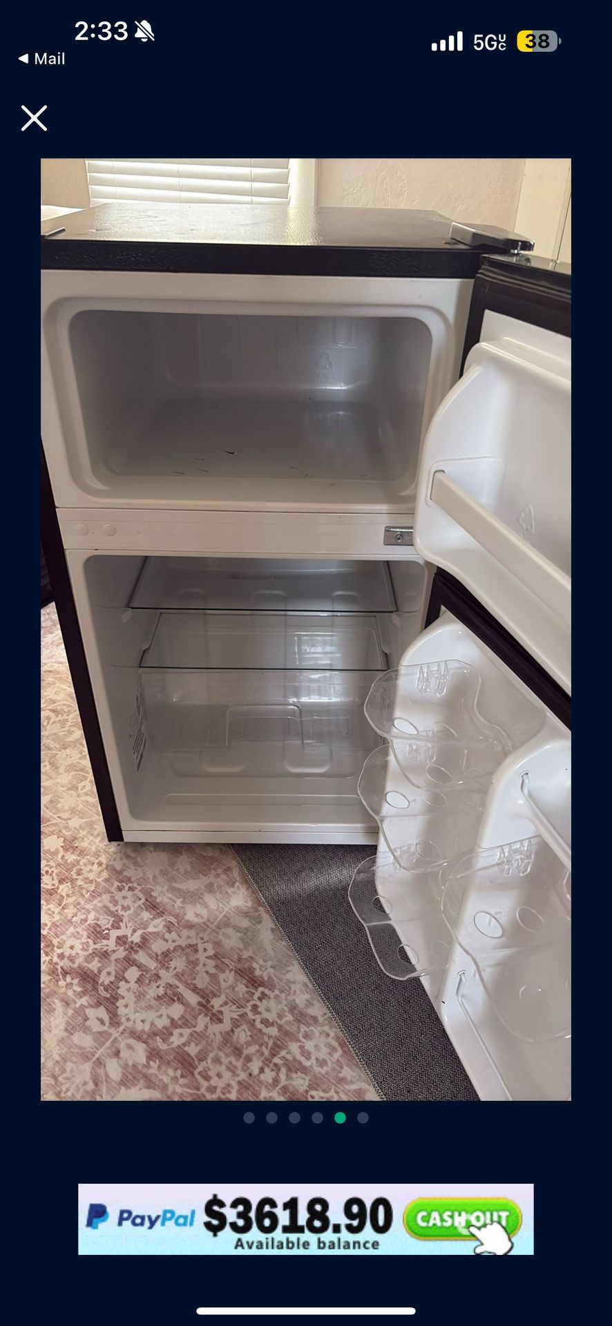 Miniature Refrigerator With Freezer Compartment