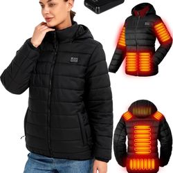 Heated Jackets for Women with 16000mAh Battery Pack Included, Electric Womens Heated Coat Hoodie for Winter