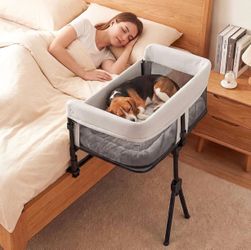 Folding dog bed, height adjustable, for small dogs and  11-inch railing, adjustable to human bed height, portable pet bed, for dog size