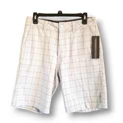 O'Neill Mens Size 30 Hilyard Striped Plaid Light Grey White Shorts
