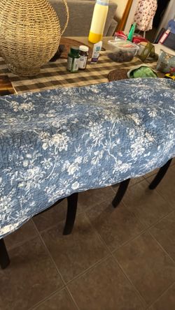 Blue and white floral Queen comforter