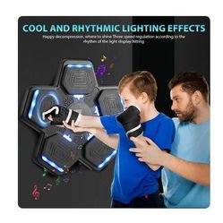 Music Boxing Machine, Wall Mounted One Punch Boxing Machine, Boxing Training Punching Equipment, Smart Boxing Pad with LED Light and Music for Kids, A