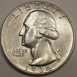1964 D Mint Silver Error Washington Quarter Dollar