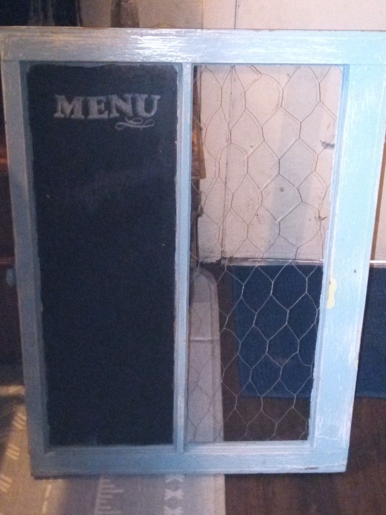 Vintage Reclaimed Chicken Coop Window Hanging Restaurant Wall Menu Sign