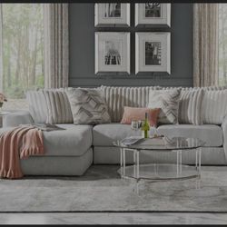 Soft Comfortable 2 PC Left Arm Chaise Sectional With Pillows 