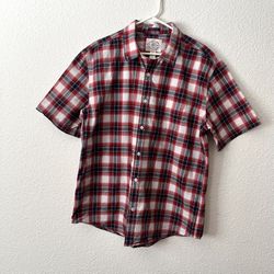 St. John's Bay Red, White and Blue Plaid Pattern Casual Button Down Shirt Size XL