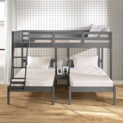 Dark Gray Full over Double Twin Bunkbed