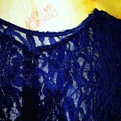 Royal blue lace short sleeve dress floor length